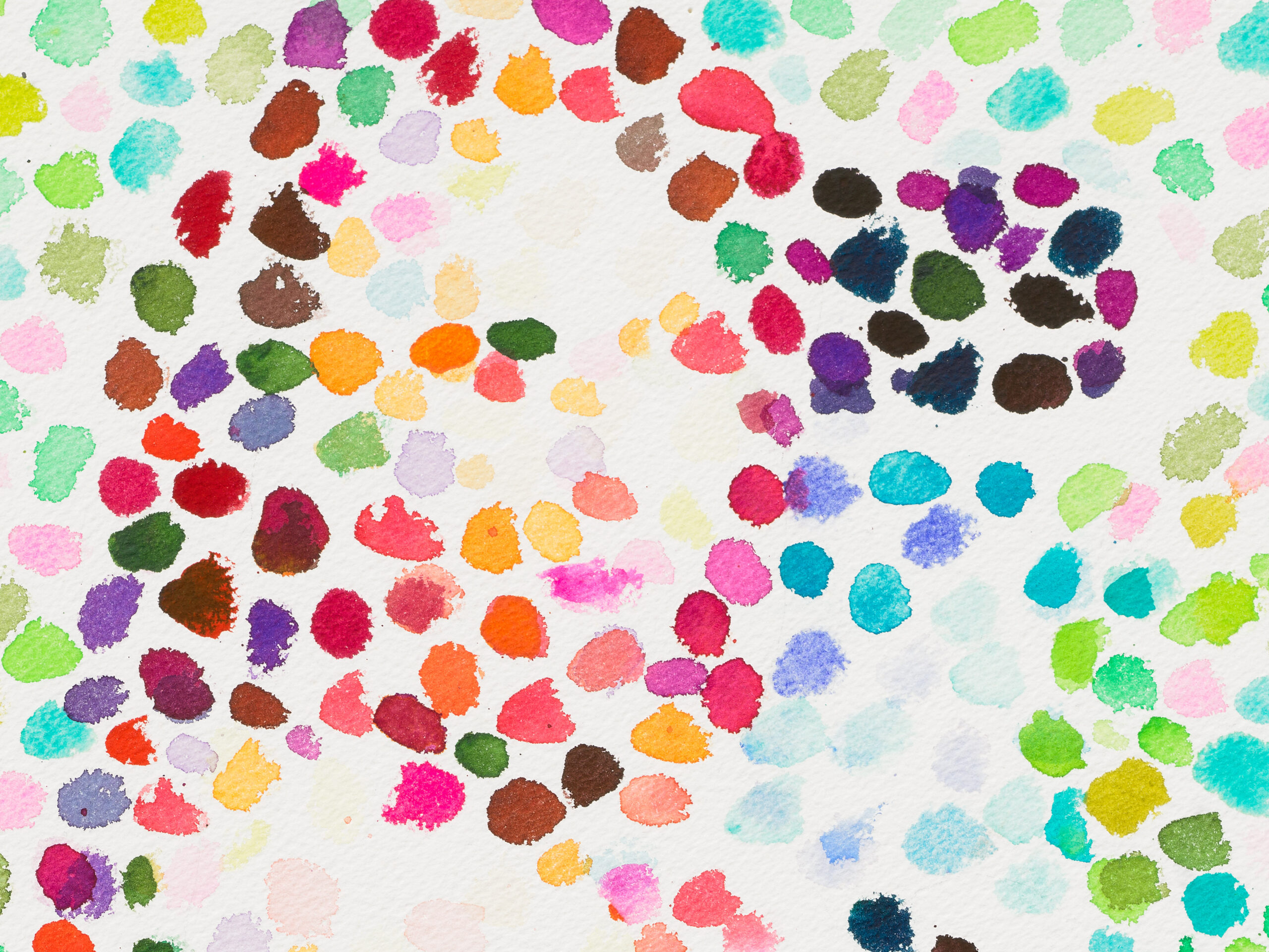 Detail of a colorful pointillistic watercolor on paper